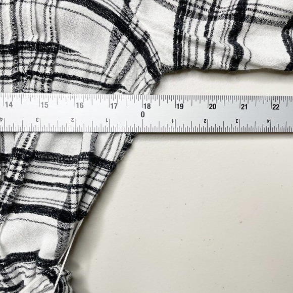 Anthropologie Plaid Belted Top Button Down Size 2P Black White Tie Waist Wool‎ - Picture 9 of 10